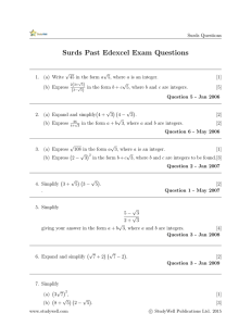 Surds Past Edexcel Exam Questions