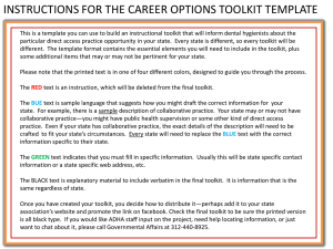 instructions for the career options toolkit template