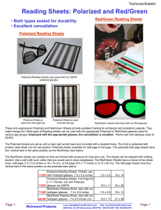 Reading Sheets: Polarized and Red/Green