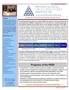 Programs of the PDDI - Pennsylvania Drug Discovery Institute