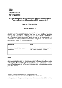 Carriage of dangerous goods exception notice 31