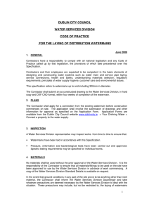 Code of practice for the Laying of Distribution Watermains