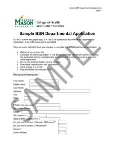 Sample BSN Departmental Application
