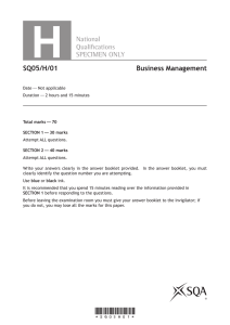 Higher Business Management Specimen Question Paper