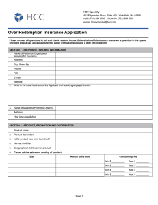 Over Redemption Insurance Application