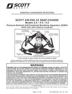 SCOTT AIR-PAK X3 SNAP-CHANGE Models 2.2 / 4.5