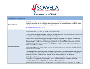 Response to HCR 69 - SOWELA Technical Community College