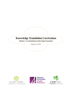 Knowledge Translation Curriculum – Module 1
