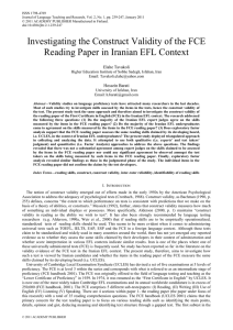 Investigating the Construct Validity of the FCE Reading Paper in