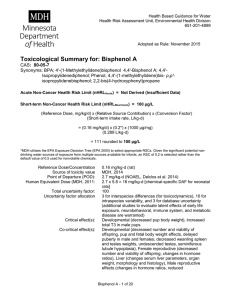 Toxicological Summary for Bisphenol A