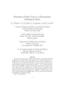 Derivation of Ohm`s Law in a Deterministic Mechanical Model