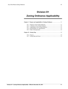 Division D1 - Zoning Ordinance Applicability