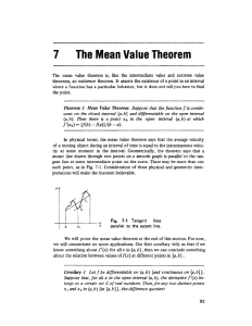 Chapter 7 - The Mean Value Theorem