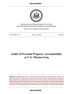 Audit of Personal Property Accountability at U.S. Mission Iraq