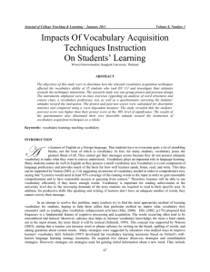 Impacts Of Vocabulary Acquisition Techniques