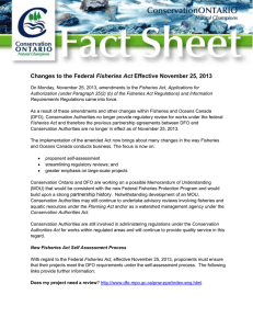 Changes to the Federal Fisheries Act Effective November 25, 2013