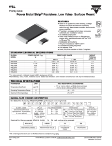 Power Metal Strip® Resistors, Low Value, Surface Mount WSL