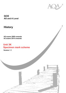 GCE History Unit 3K Specimen Mark Scheme