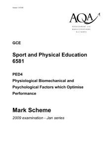GCE Sport and Physical Education Unit 4
