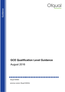 GCE Qualification Level Guidance