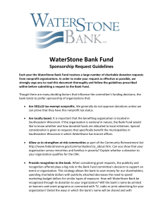 WaterStone Bank Fund Sponsorship Request Guidelines