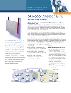 the ORiNOCO AP-2000 11a Kit data sheet