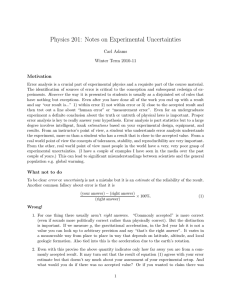 Physics 201: Notes on Experimental Uncertainties