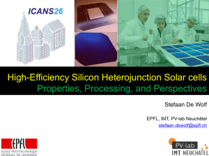 High-Efficiency Silicon Heterojunction Solar cells
