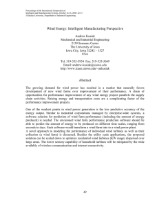 Wind Energy: Intelligent Manufacturing Perspective Abstract