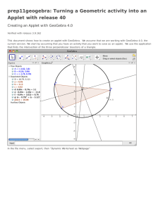 prep11geogebra: Turning a Geometric activity into an Applet with