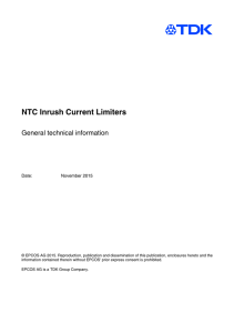 NTC inrush current limiters, general technical information