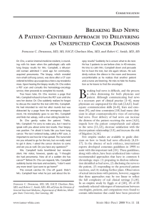 Breaking Bad News: A Patient-Centered Approach to Delivering an
