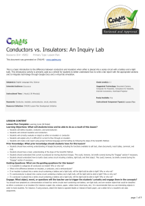 Conductors vs. Insulators: An Inquiry Lab