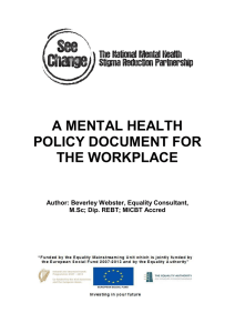 A Mental Health Policy Document for the Workplace