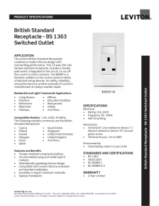 British Standard Receptacle - BS 1363 Switched Outlet
