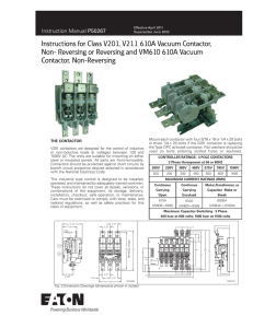 Instructions for Class V201, V211 610A Vacuum Contactor, Non