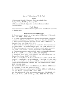 List of Publications of R. R. Puri Books Mathematical Methods of