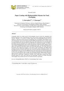 Paper Coating with Biodegradable Polymer for Food Packaging