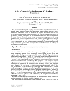 Review of Magnetic Coupling Resonance Wireless Energy