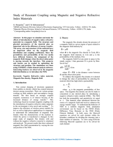 Study of Resonant Coupling using Magnetic and Negative