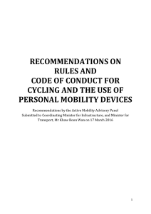 Recommendations on Rules and Code of Conduct for Cycling and