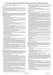 Terms and Conditions for the Supply of Products and Services of