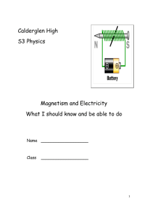 Calderglen High S3 Physics Magnetism and Electricity What I