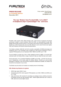 PRESS RELEASE The new `Stratos` from Furutech/ADL: Is it a DAC