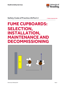 Safety Code of Practice 49:Part 2 FUME CUPBOARDS:Selection