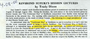 The Traditional Way, Summary of Shunryu Suzuki`s