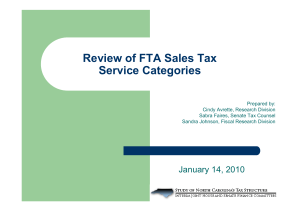 Review of FTA Sales Tax Service Categories