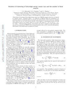 Statistics of clustering of ultra-high energy cosmic rays and the