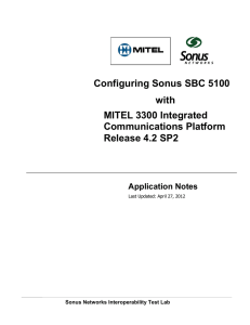 Configuring Sonus SBC 5100 with MITEL 3300