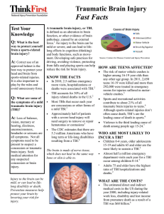 Traumatic Brain Injury Fast Facts